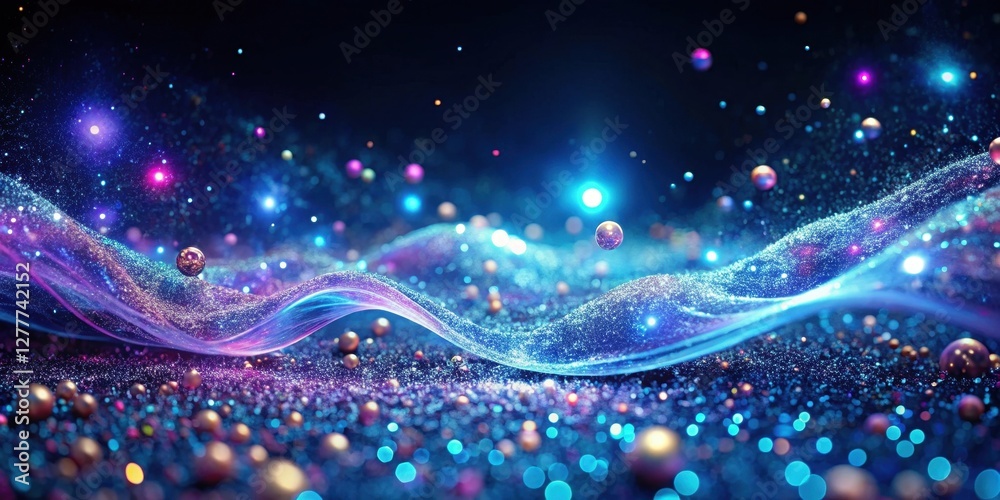 Celestial Wave A Serene Abstract Composition of Shimmering Particles and Glowing Lights