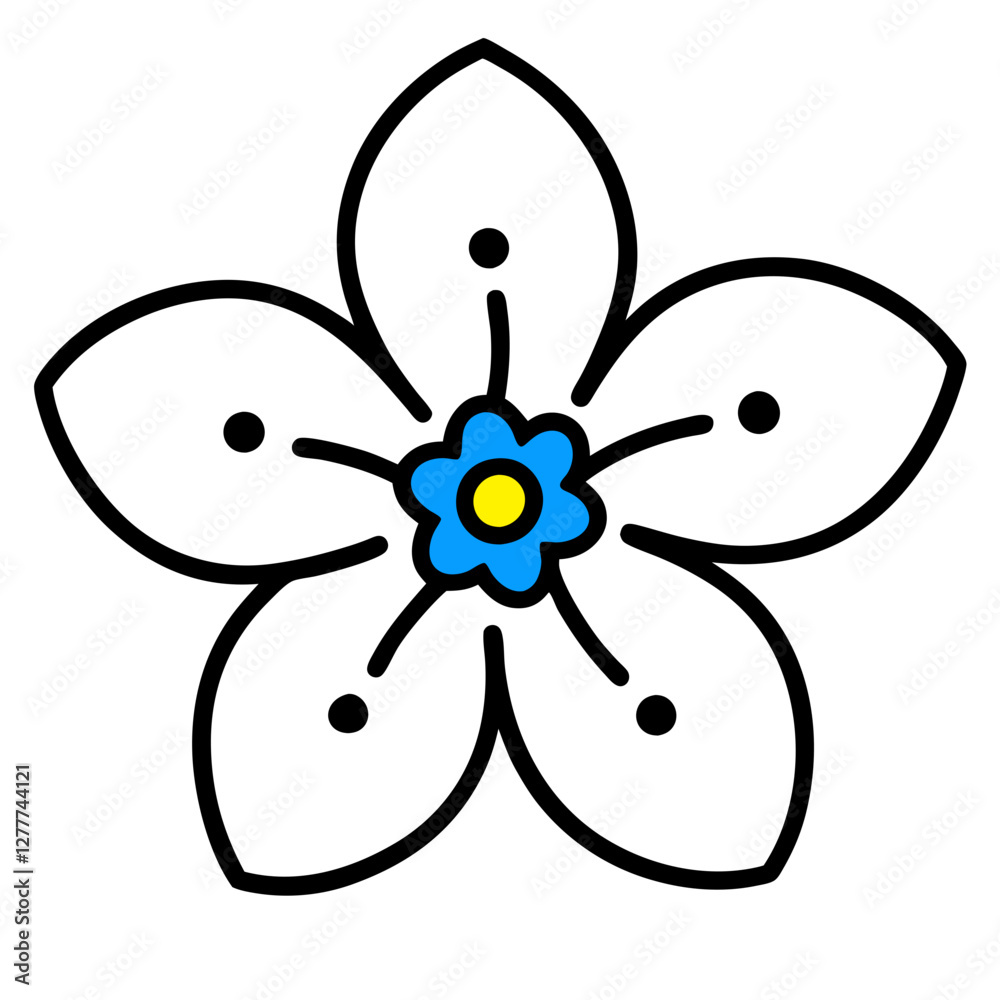 Forget-Me-Not Flower Icon – Small Blue Petals Vector Forget-Me-Not Flower Icon – Small Blue Petals Vector