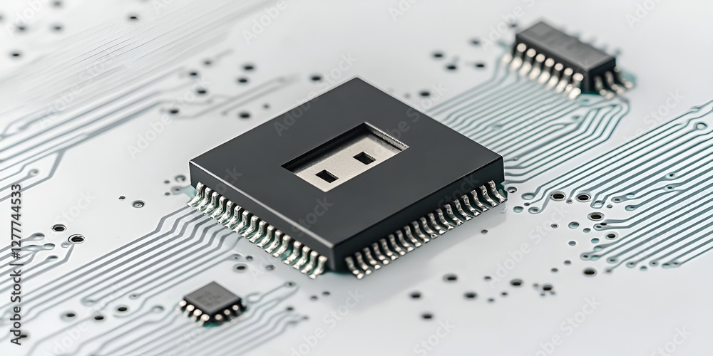 A lock symbolizing data security on top of an electronic chip, representing the importance A lock symbolizing data security on top of an electronic chip, representing the importance