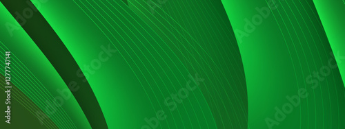 green abstract lines and curves on gradient background suitable for modern design projects, backgrounds, digital art, web banners, and technology themed visuals.