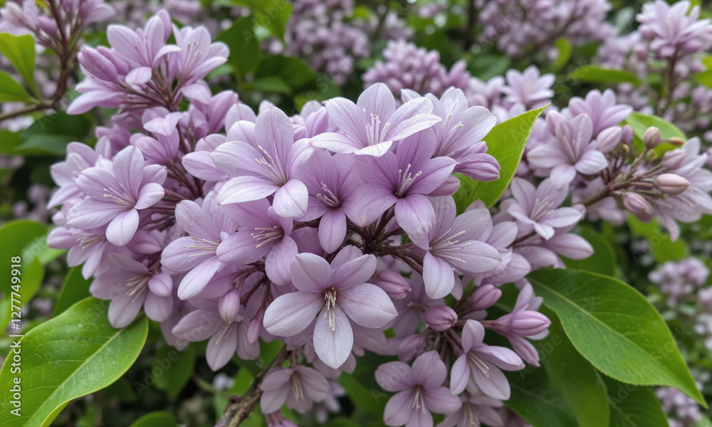 Korean Lilac (Syringa pubescens var. patula) A deciduous shrub known for its fragrant, pale purple flowers that bloom in late Korean Lilac (Syringa pubescens var. patula) A deciduous shrub known for its fragrant, pale purple flowers that bloom in late