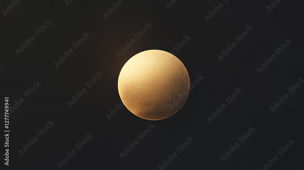 A glowing golden circle light effect on a deep black background, symbolizing elegance and energy in a minimalist design.