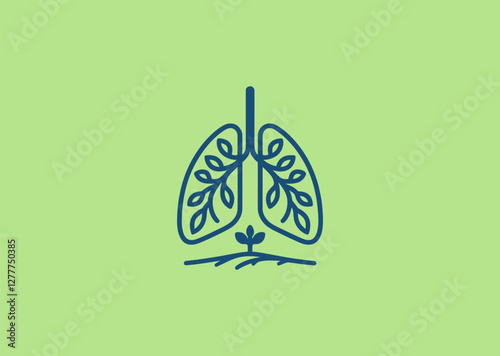 An artistic lung-shaped leaf, symbolizing balance between air and nature.