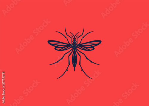 A sharp, detailed mosquito silhouette, symbolizing resilience, life cycles, and ecology.
