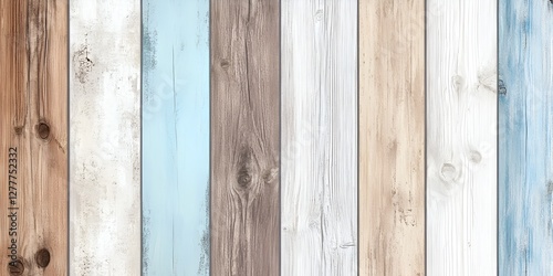 A wooden background with different colors of wood, light brown and blue, in a seamless pattern.