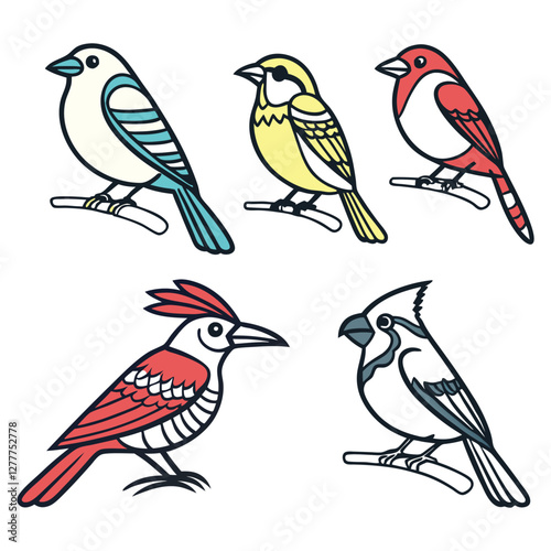 Wallpaper Mural Drawn Colorful Birds Style Vector Design   Torontodigital.ca