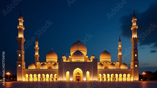 beautiful night view of mosque islamic ramadhan
