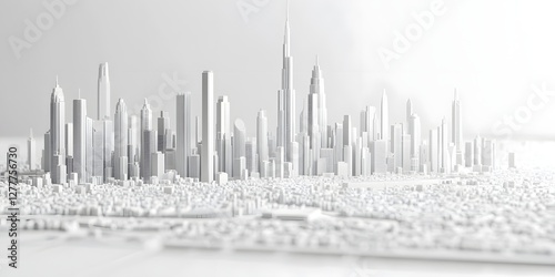 Majestic White Cityscape of Dubai s Iconic Architectural Skyline photo