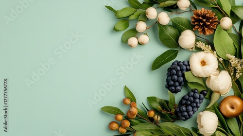 Isolated Floral Arrangement on Soft Blue Background
