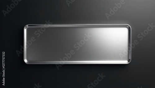 Metal Tray on Dark Surface. A sleek, minimalist metal tray glistens against a dark, inviting backdrop. Its reflective surface hints at modern design and utility.