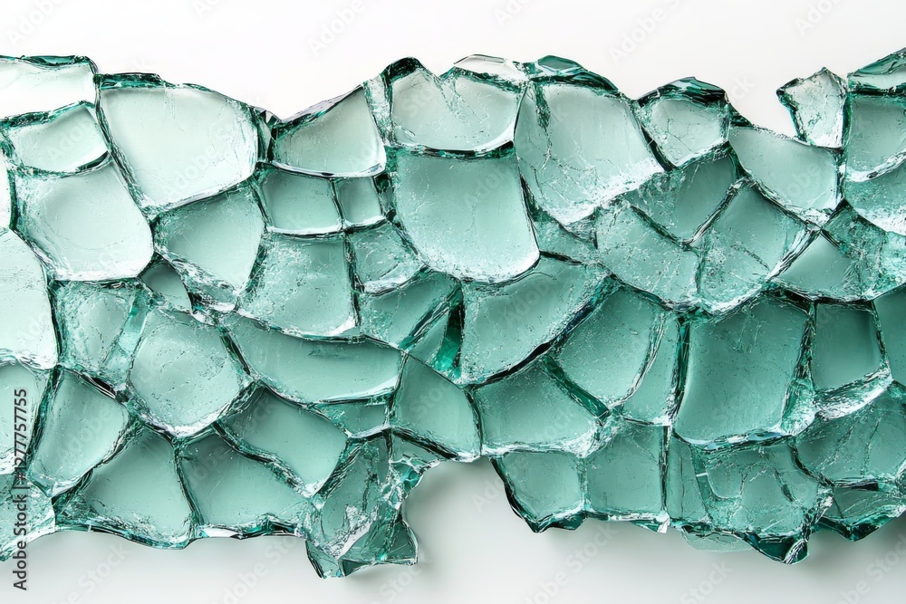 Obraz premium Abstract Shattered Teal Glass Texture Background Broken Pieces Cracked Fragment Design Element