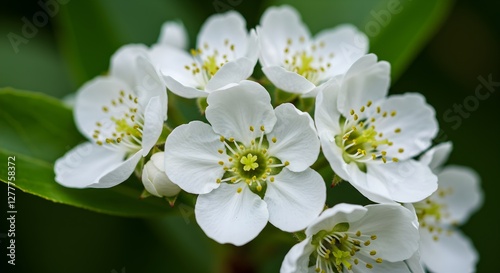 Close-Up Of White Flowers With Yellow Centers And Blurred Green Background