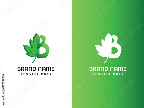 B Letter green Leaf Logo