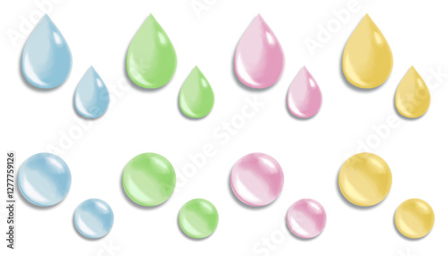 Realistic water drop illustration set (multicolor)