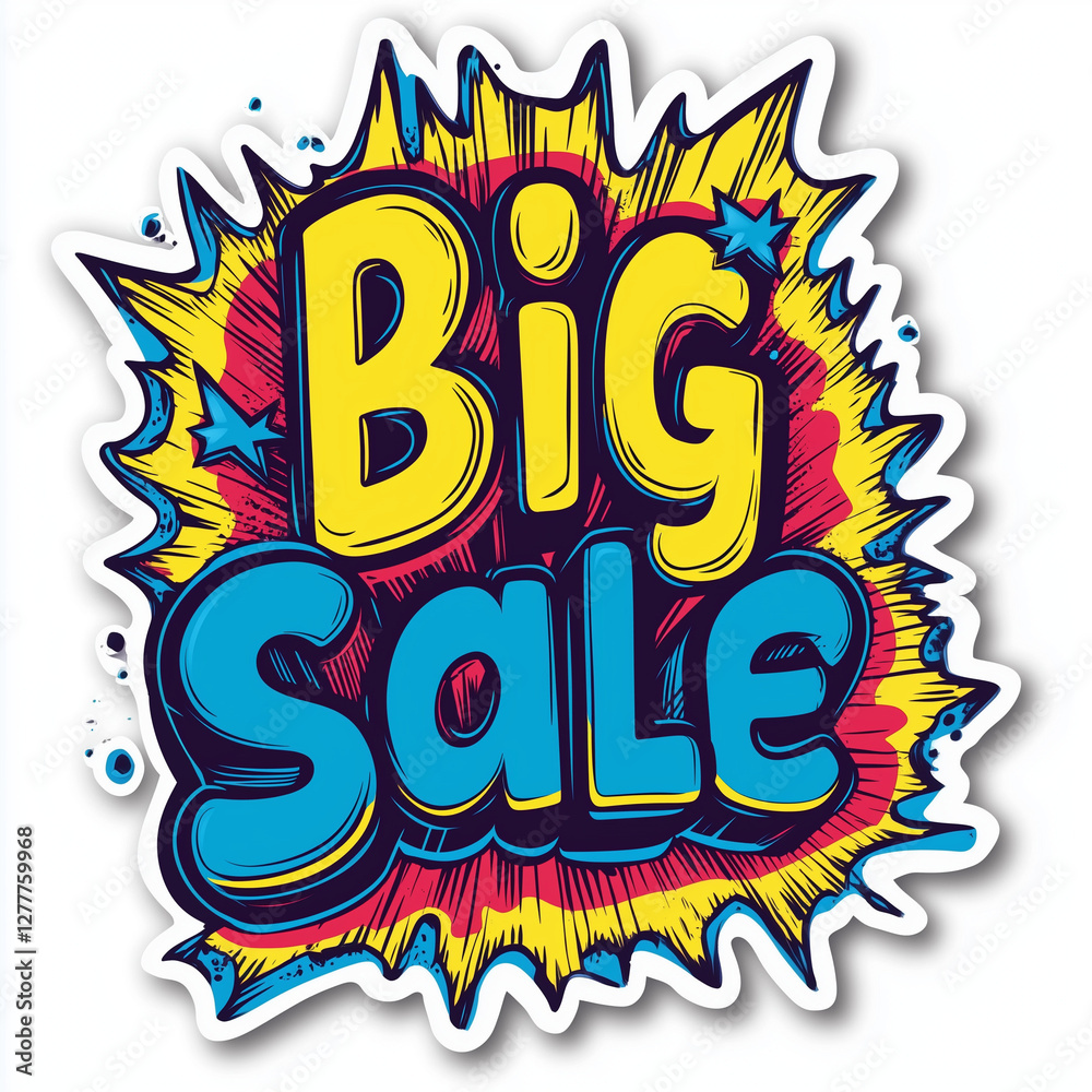 Big Sale comic-style sticker with colorful explosion. Big Sale comic-style sticker with colorful explosion.