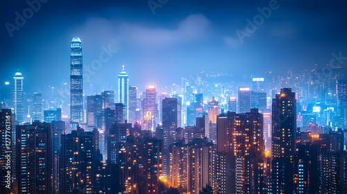 Wallpaper Mural A city at night with many tall buildings and a highway Torontodigital.ca