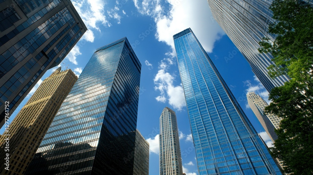 A cityscape with tall skyscrapers during the day A cityscape with tall skyscrapers during the day
