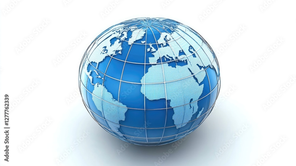 Stunning 3D Render of a Blue Globe, Symbolic of Global Connectivity and Exploration Stunning 3D Render of a Blue Globe, Symbolic of Global Connectivity and Exploration