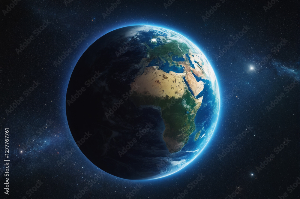 Fototapeta premium Surface of the planet Earth, in outer space. Video generative AI.