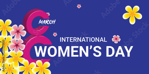 International women's day web banner vector. Elegant background or banner for March 8. Modern vector template for woman international celebration.