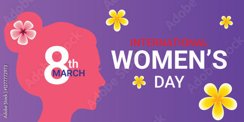 International women's day web banner vector. Elegant background or banner for March 8. Modern vector template for woman international celebration.