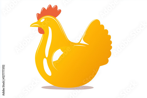 Glossy Yellow Chicken Illustration in Cartoon Style