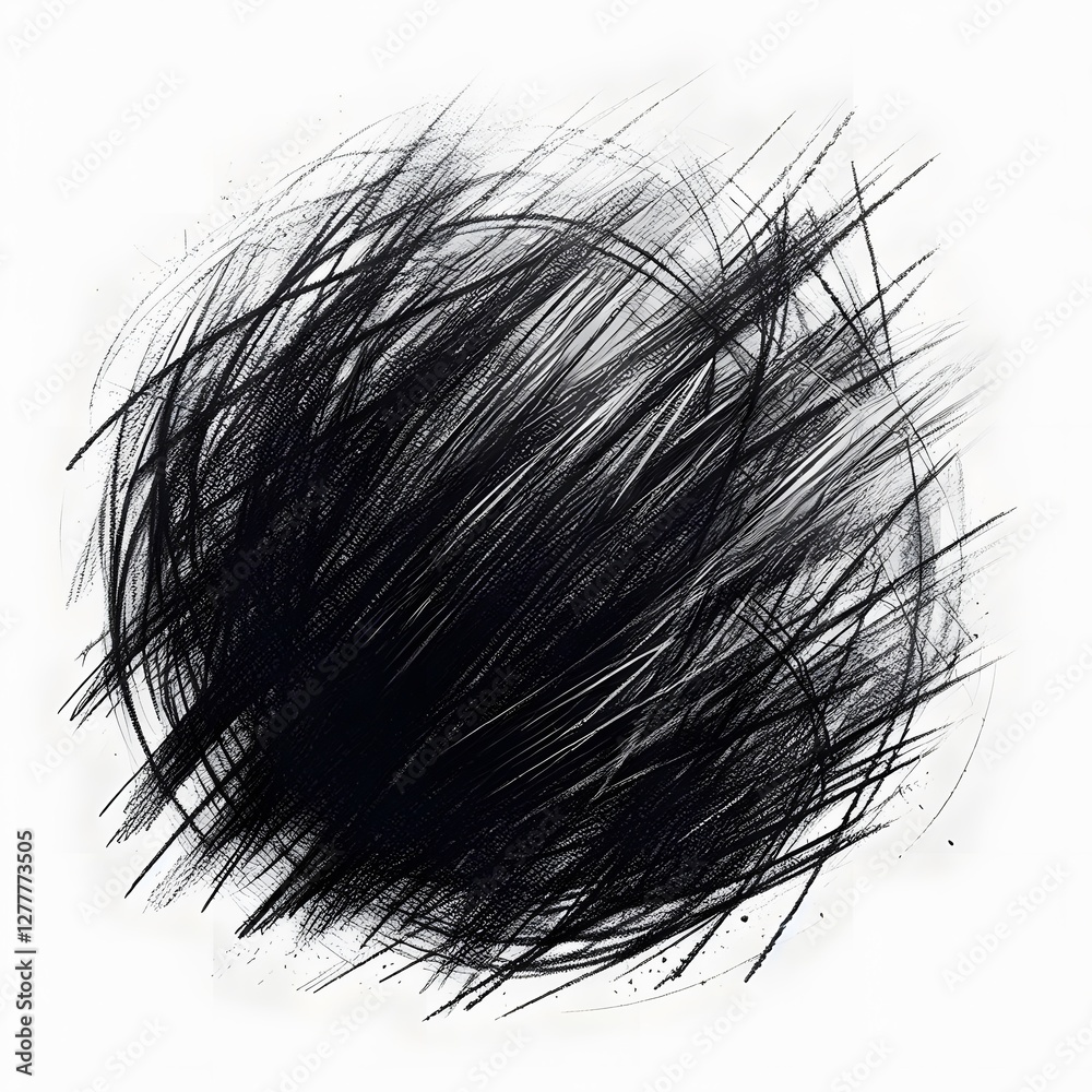 Obraz premium A black pastel scratch scribbling texture isolated on white background 