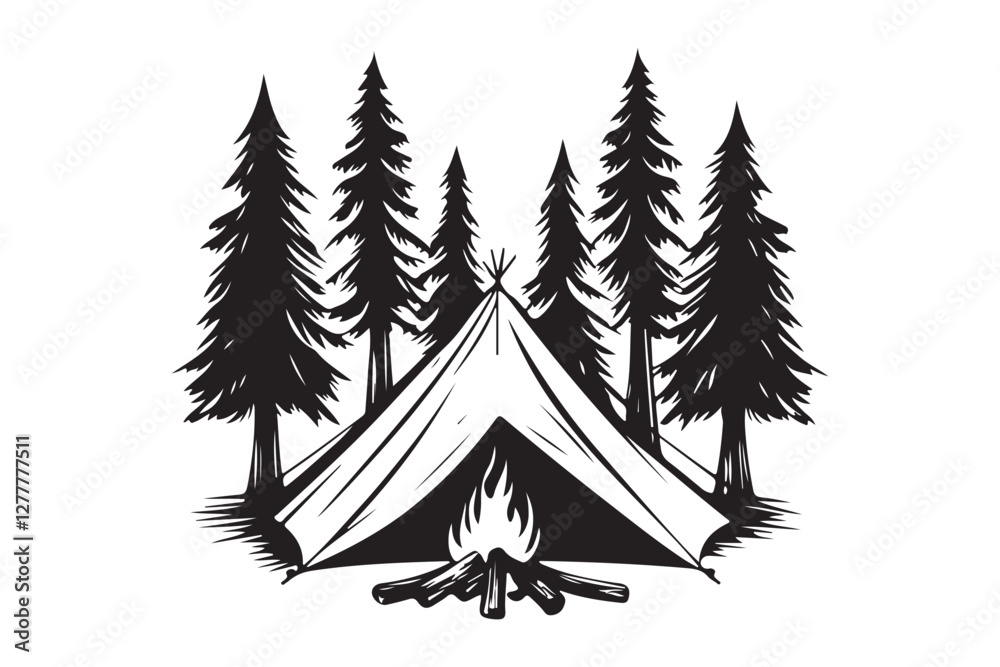 Obraz premium Camping Adventure Silhouette Bundle