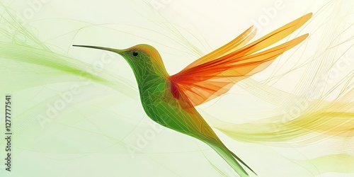 Abstract hummingbird, simple yet recognizable shape.