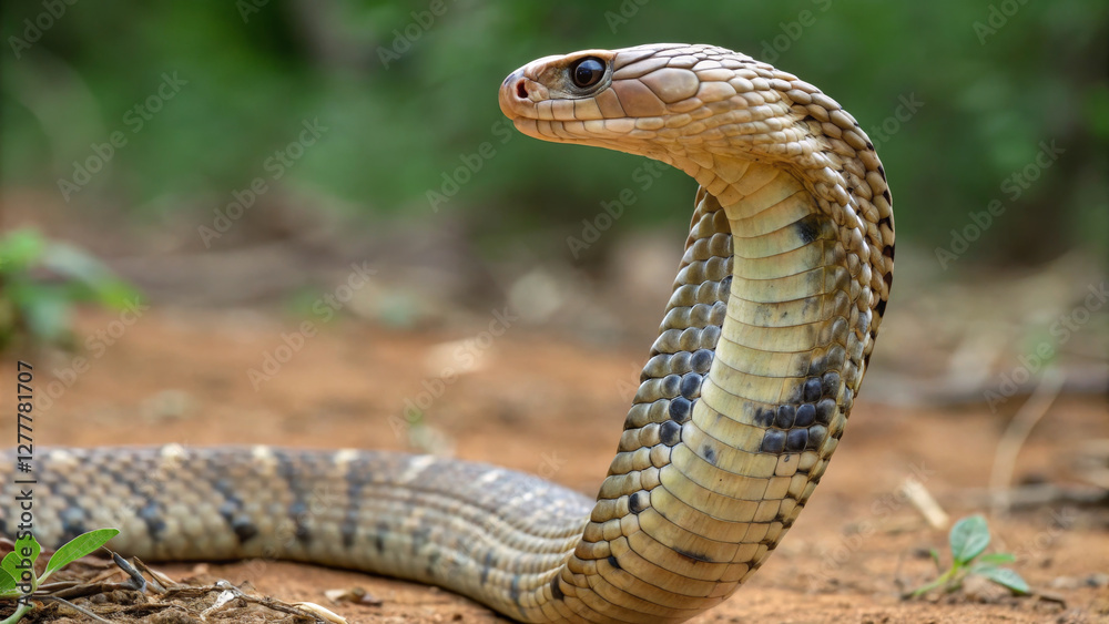 Fototapeta premium Majestic snake in natural habitat, showcasing its unique patterns and colors