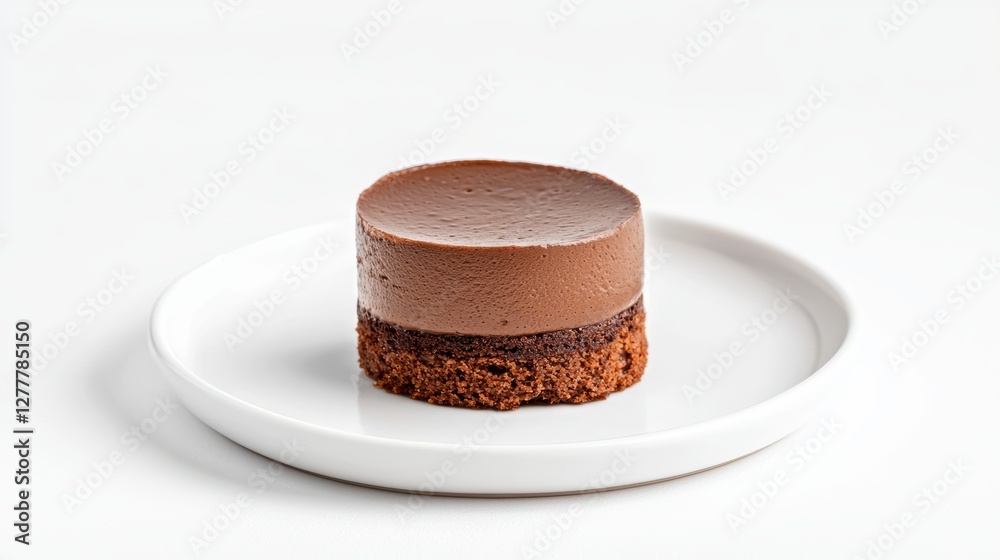 Chocolate mousse dessert on a white plate. Chocolate mousse dessert on a white plate.