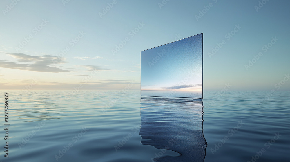 A television floating on the water's surface A television floating on the water's surface