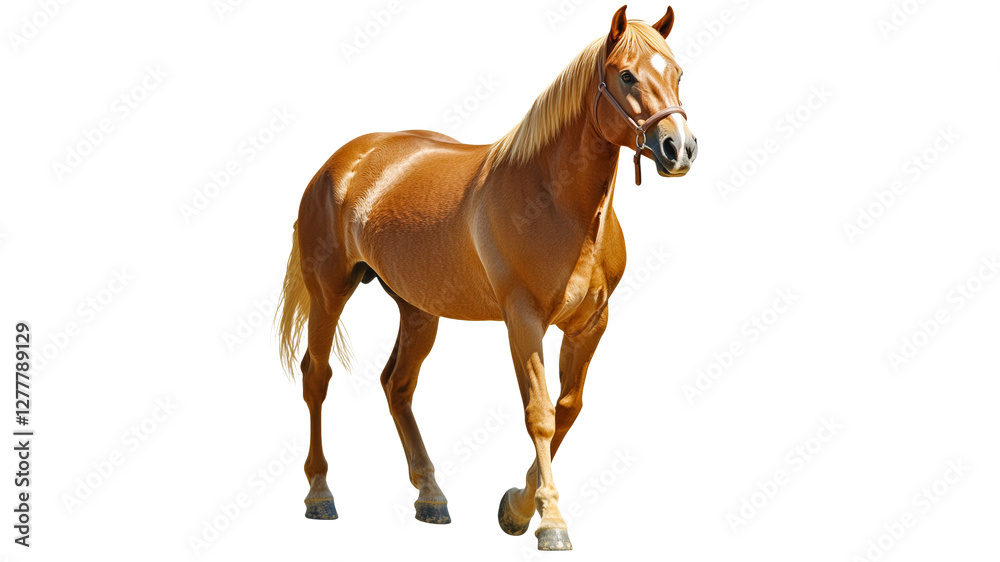 Fototapeta premium Graceful chestnut horse walking outside