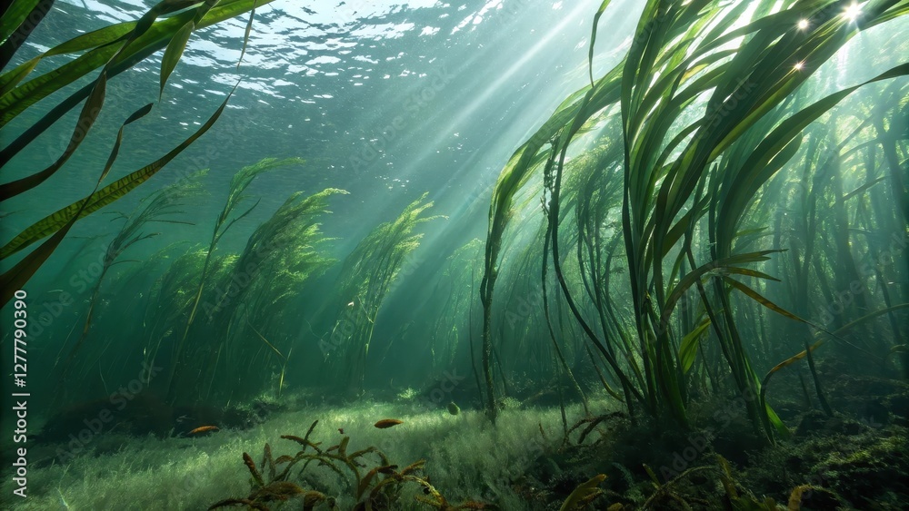 custom made wallpaper toronto digitalSunbeams Illuminate Underwater Vallisneria Spiralis Plant Life with Fish