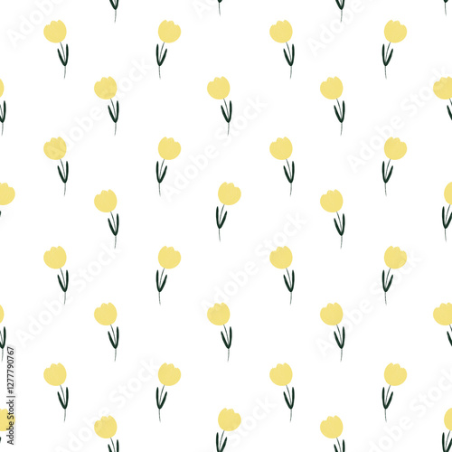 seamless pattern with yellow tulips 