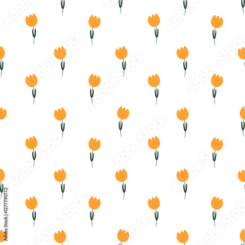 seamless pattern with orange flowers