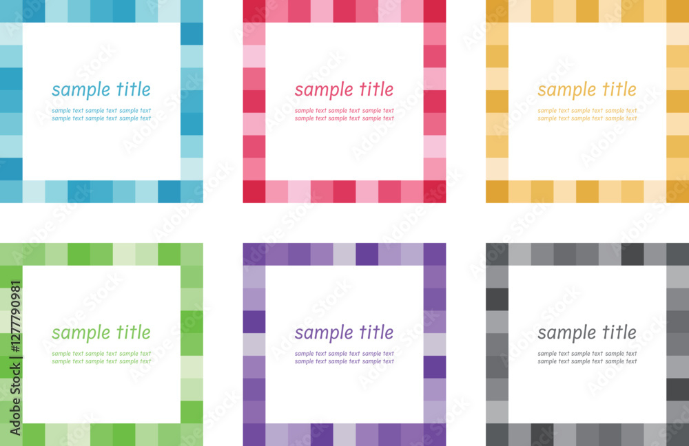 Fototapeta premium ランダムなグラデーションカラーのブロックの四角いフレーム ベクターのあしらいセット