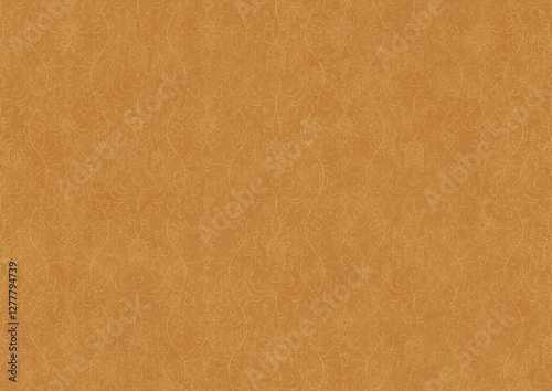 Wallpaper Mural Hand-drawn unique abstract symmetrical seamless gold ornament on a yellow background. Paper texture. Digital artwork, A4. (pattern: p13-1c) Torontodigital.ca