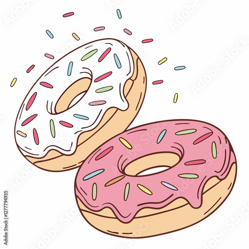 vector illustration of a donuts on blue background