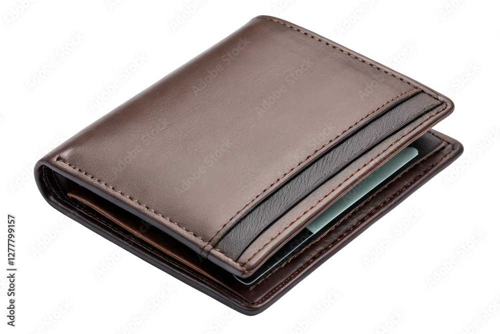 Brown leather wallet isolated with transparent background Brown leather wallet isolated with transparent background