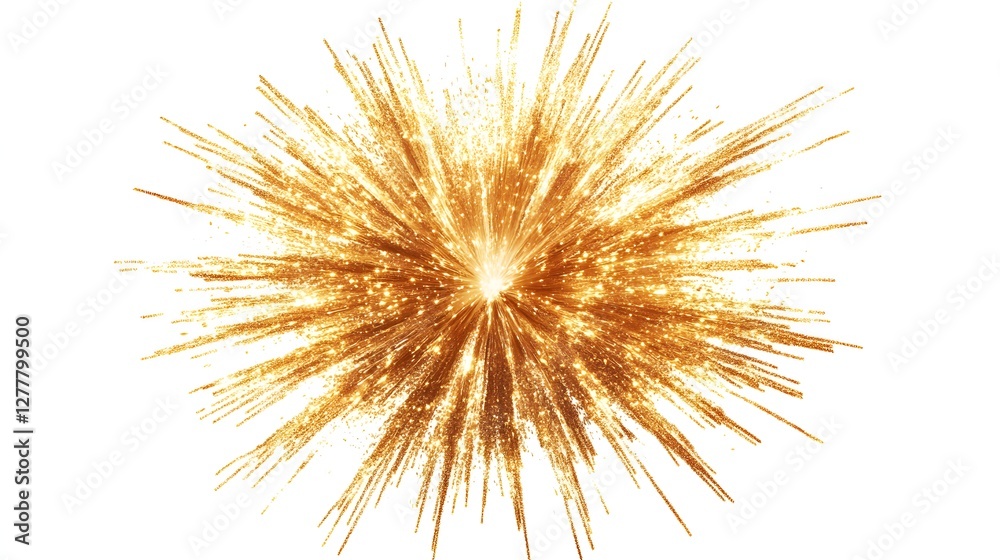 Obraz premium Golden Sparkler Fireworks Explosion on White Background