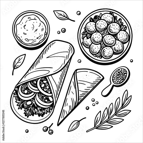 Hand-Drawn Mediterranean Food Illustration