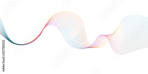 abstract blue wave background pink ribbon isolated on white