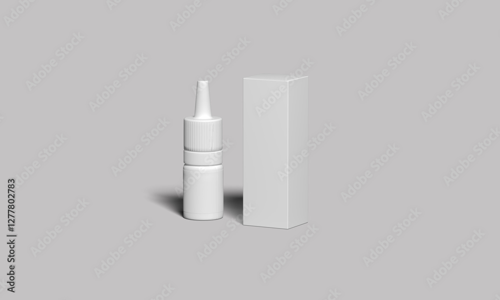 White plastic dropper bottle with box mockup White plastic dropper bottle with box mockup