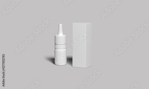 White plastic dropper bottle with box mockup