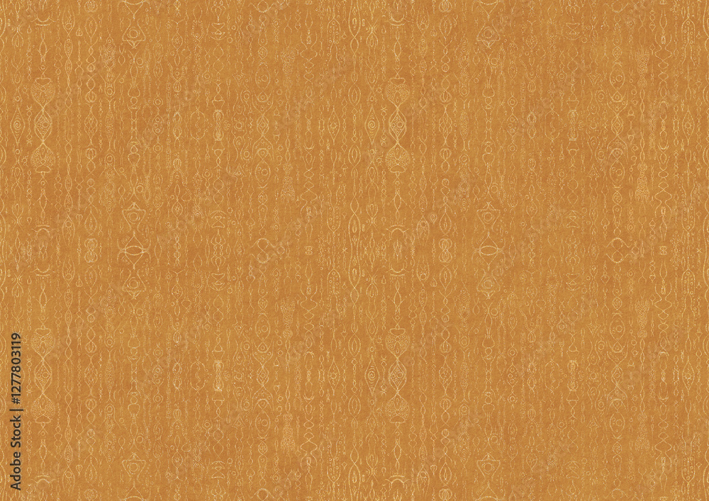 custom made wallpaper toronto digitalHand-drawn unique abstract symmetrical seamless gold ornament on a yellow background. Paper texture. Digital artwork, A4. (pattern: p14b)