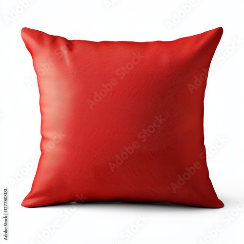 Red Decorative Pillow on White Background with Subtle Textured Fabric Design for Home Decor
