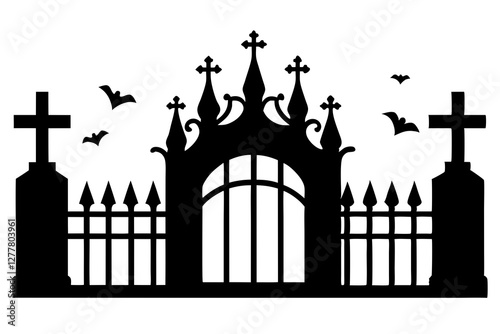 Gothic cemetery gate Silhouette