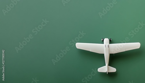 Wallpaper Mural White toy airplane on a green background overhead view Torontodigital.ca