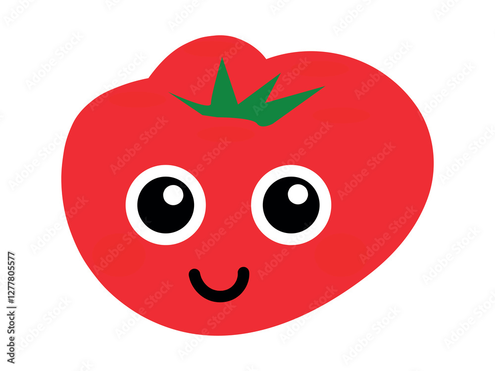 Obraz premium Funny, nice, cute cartoon smiling, happy tomato. Vector illustration. 